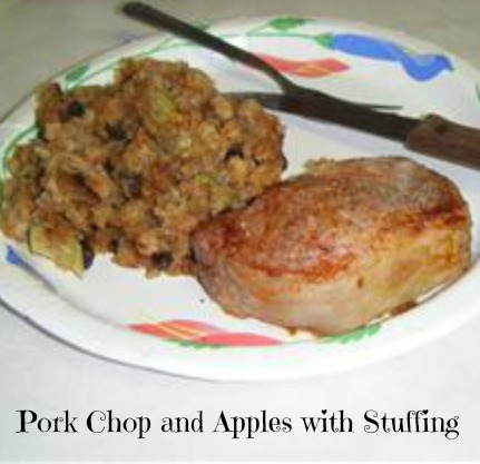 Pork Chop and Apples with Stuffing