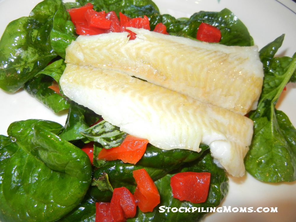Flounder with Spinach and Peppers