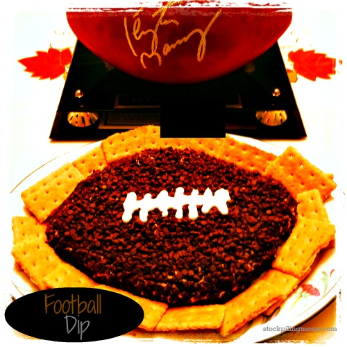 Peanut Butter Chocolate Chip Football Cheese Ball