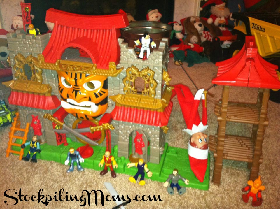 The Elf on the Shelf Ziplining with the Toys
