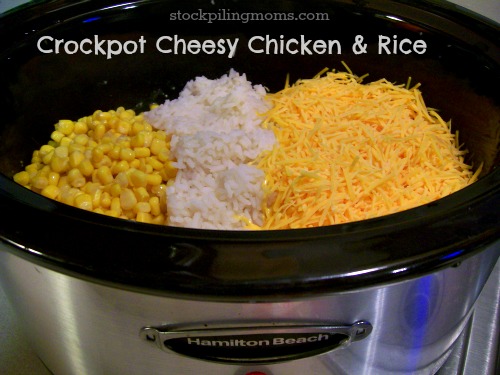 Crockpot Cheesy Chicken Rice Stockpiling Moms