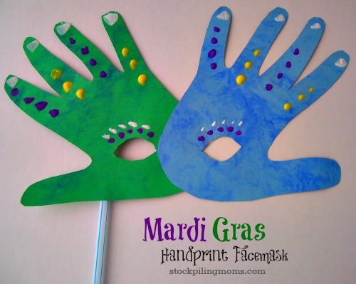 Mardi Gras Handprint Mask Craft