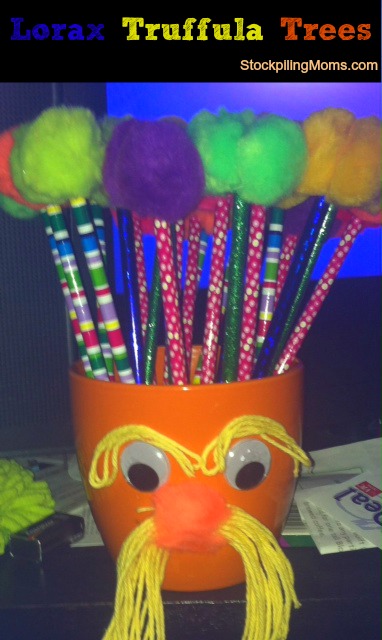 Lorax Truffula Trees - An easy craft for a Dr. Seuss Party