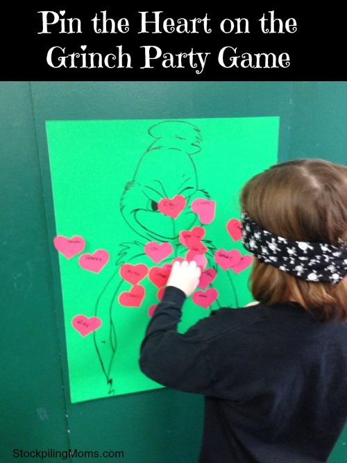 Pin the Heart on the Grinch Party Game