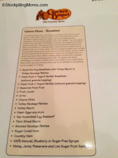 Gluten Free Menu At Cracker Barrel Stockpiling Moms