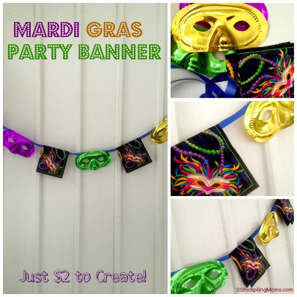 Mardi Gras Party Banner - Love this easy to make decoration that costs only $2 to create!