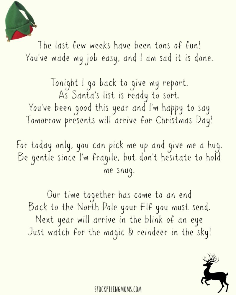 Elf On A Shelf Goodbye Letter Printable