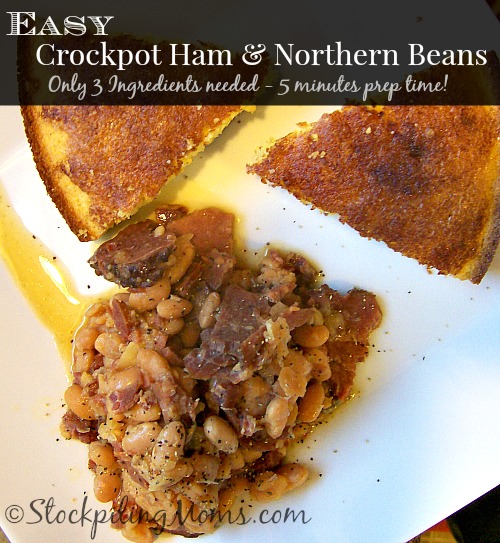 Easy Crockpot Ham & Northern Beans