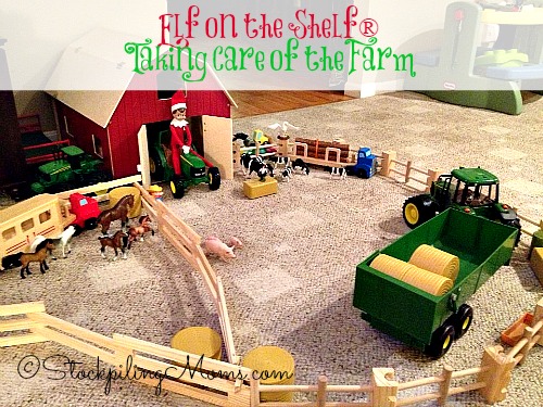 Elf on the Shelf Taking Care of the Farm