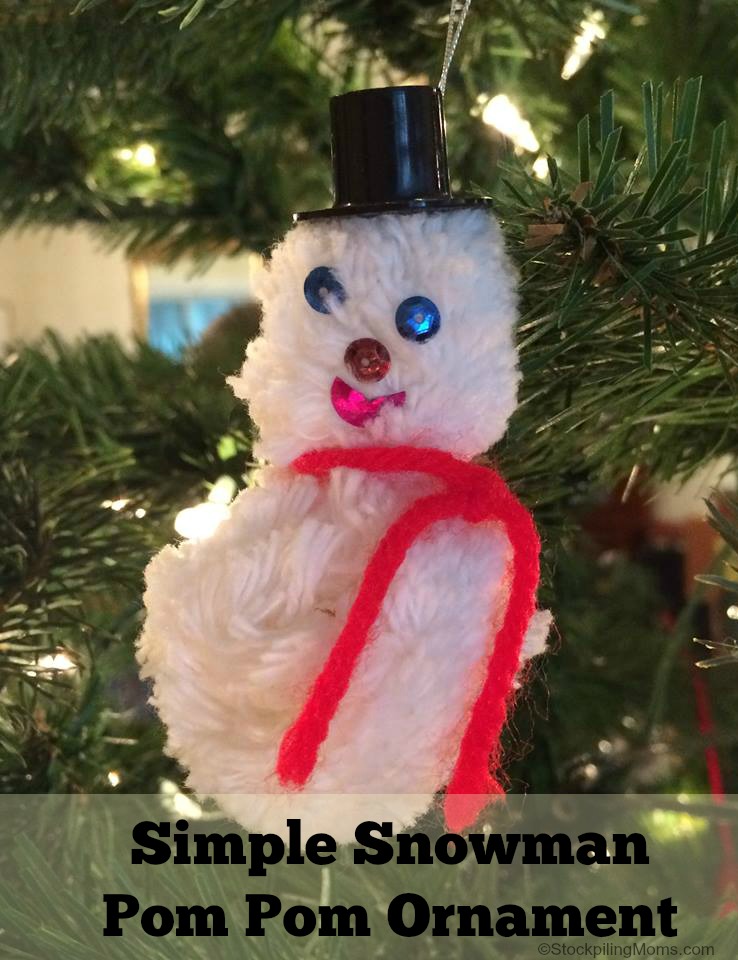 Easy Snowman Pom Pom Ornament