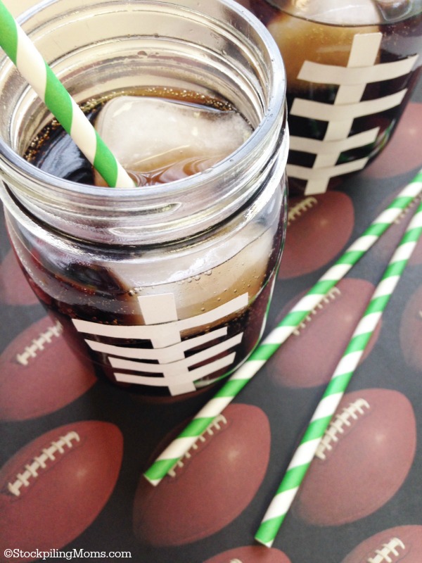 Football-Themed Mason Jar Tumbler with Straw