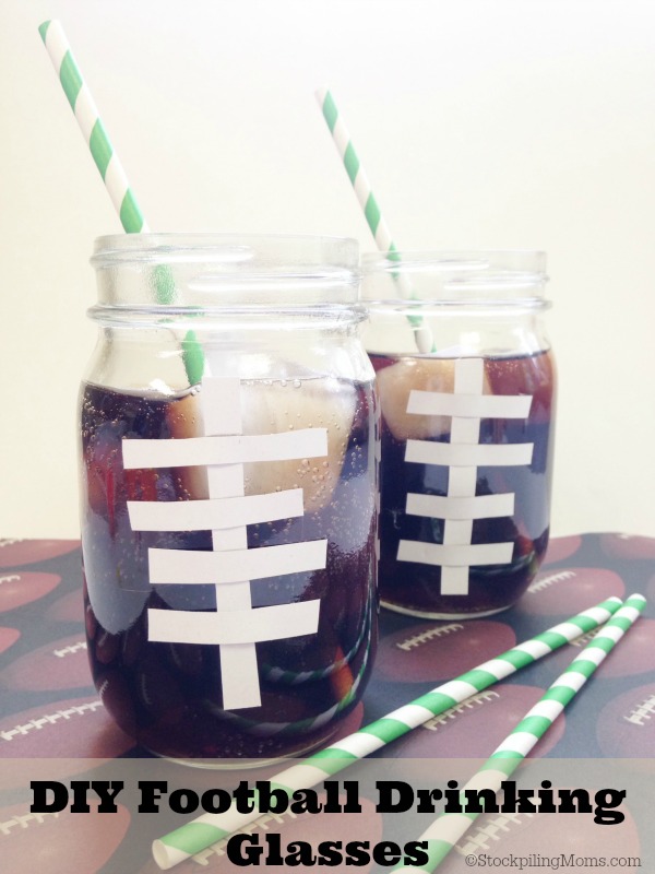 Football-Themed Mason Jar Tumbler with Straw