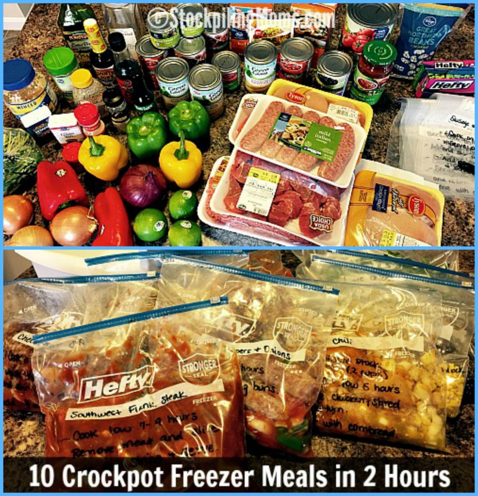 10 Crockpot Freezer Meals in 2 Hours