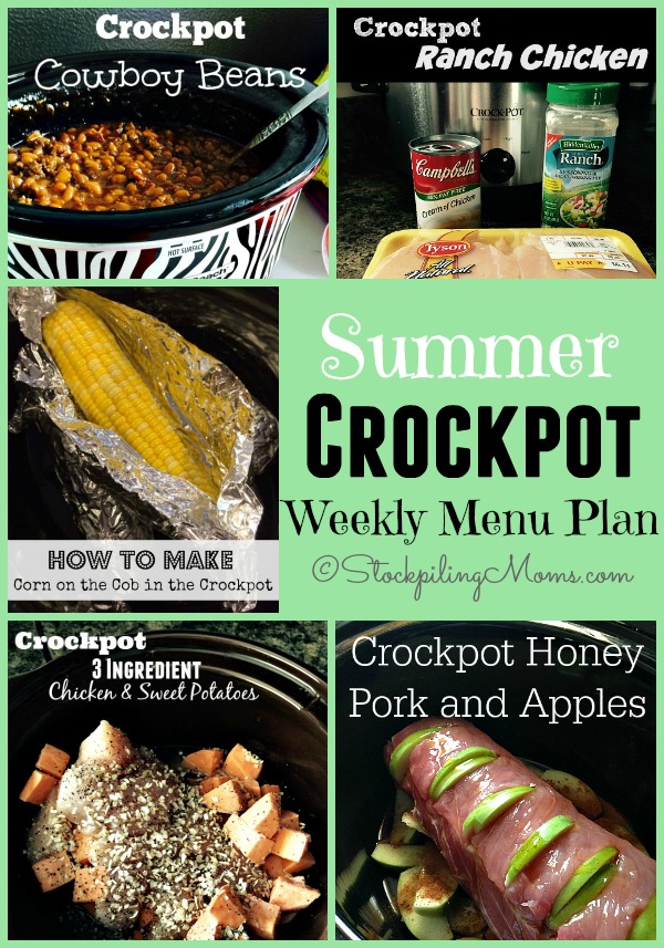 Summer Crockpot Weekly Menu Plan
