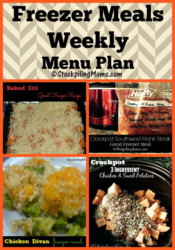 Freezer Meals Weekly Menu Plan