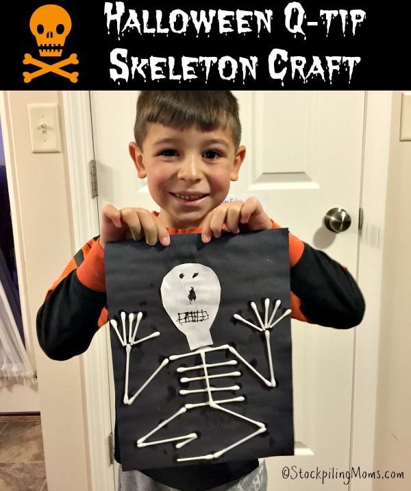 Halloween Q tip Skeleton Craft