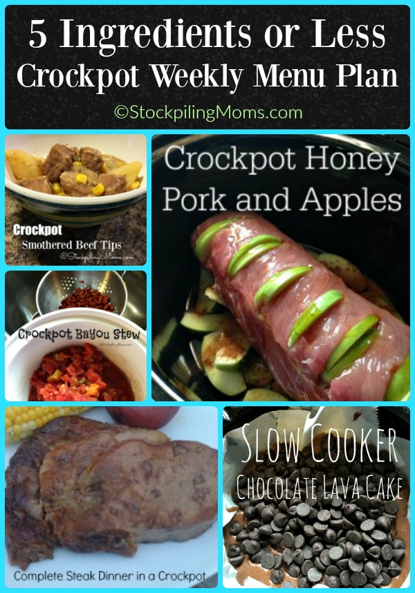 5 Ingredients or Less Crockpot Weekly Menu Plan