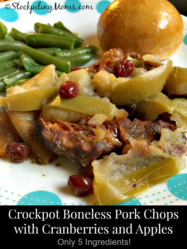 Crockpot Boneless Pork Chops with Cranberries and Apples