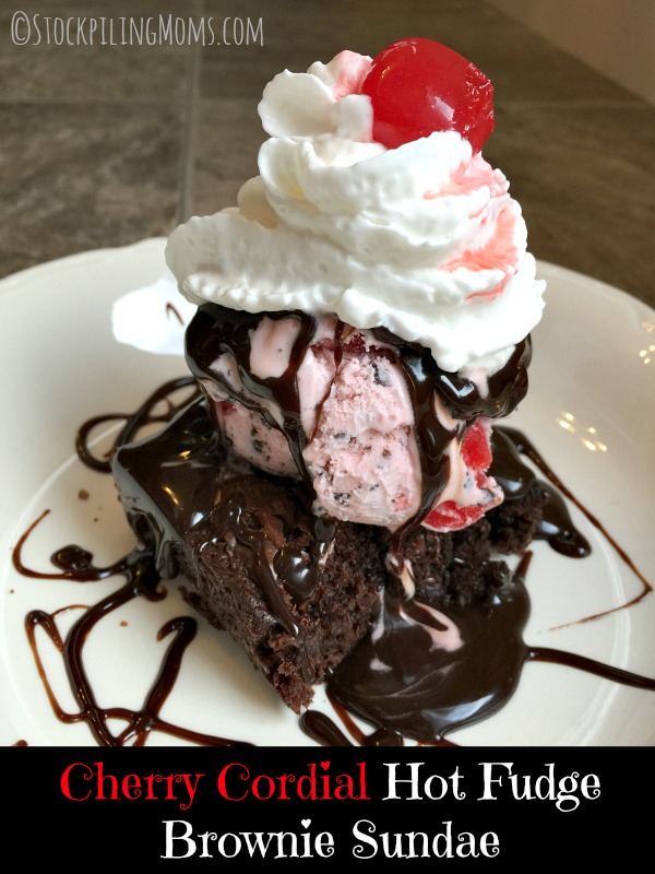 Cherry Cordial Hot Fudge Brownie Sundae