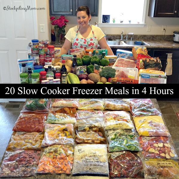 20 Slow Cooker Freezer Meals in 4 Hours