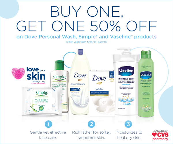 Love and care for your skin this summer with Dove, Simple and Vaseline at CVS