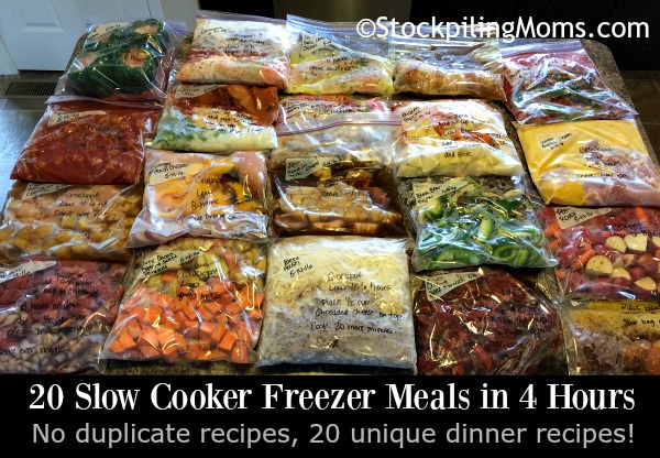 122 Freezer Crockpot Meals in 4 1/4 hours!