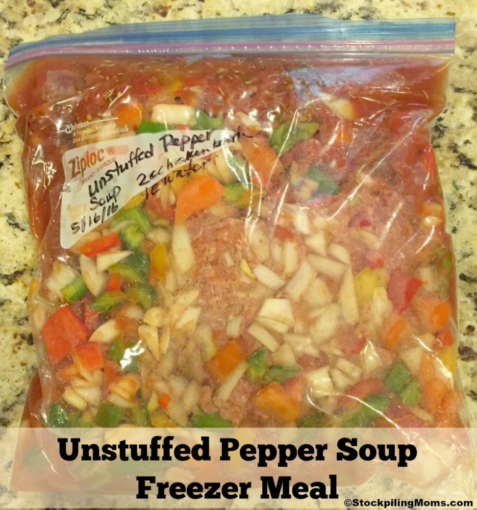 Unstuffed Pepper Soup Freezer Meal - STOCKPILING MOMS™