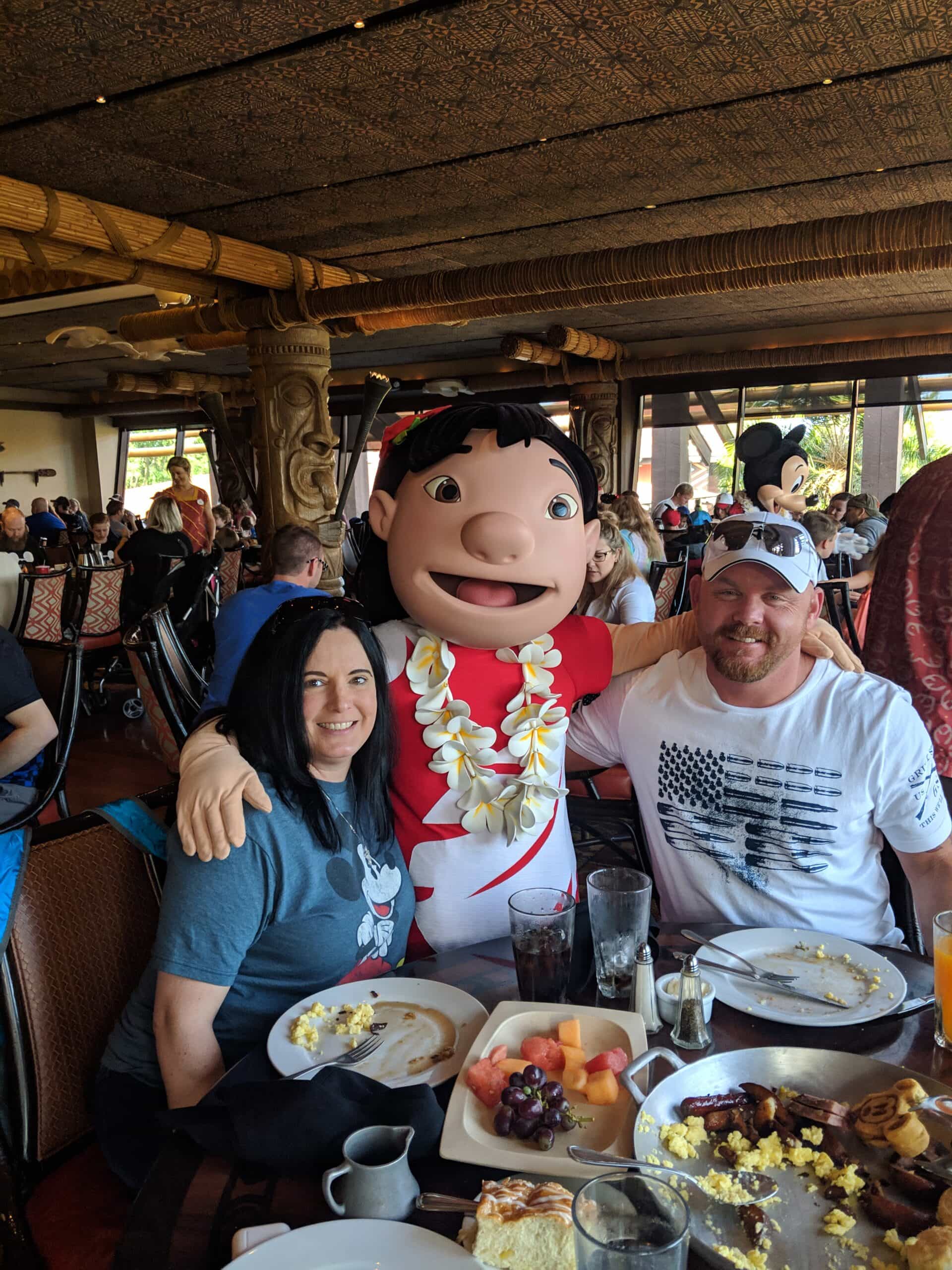 Mickey & Stitch waffles at Polynesian 'Ohana breakfast! Stitch waffles!!!