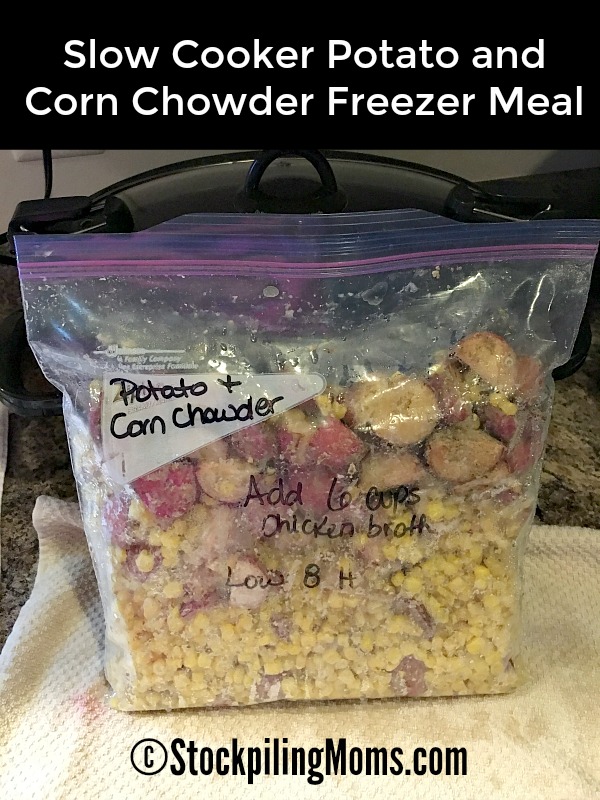 Slow Cooker Potato and Corn Chowder Freezer Meal - STOCKPILING MOMS™