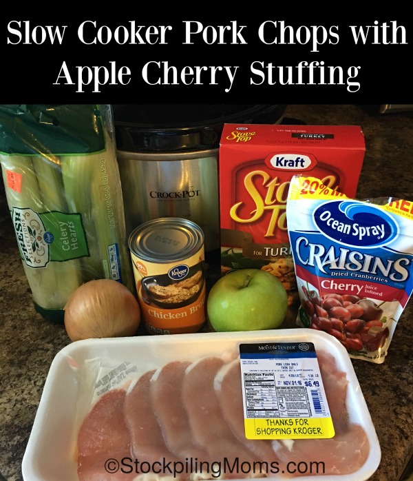 Slow Cooker Pork Chops with Apple Cherry Stuffing