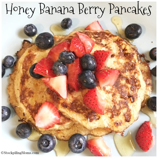 Honey Banana Berry Pancakes