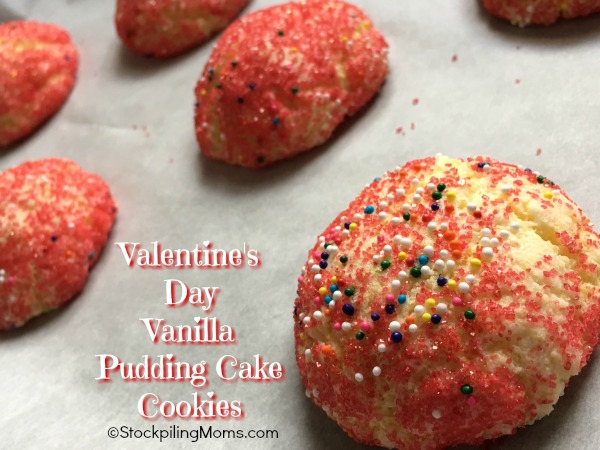 Valentine’s Day Vanilla Pudding Cake Cookies