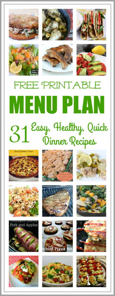 EASY HEALTHY QUICK MONTHLY MENU PLAN