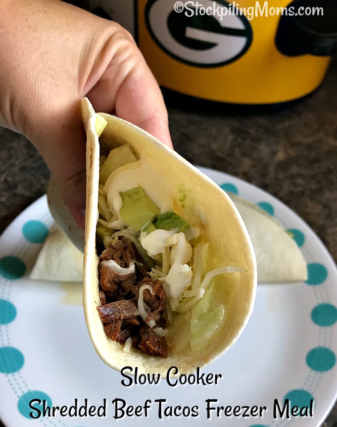 Slow Cooker Shredded Beef Tacos Freezer Meal