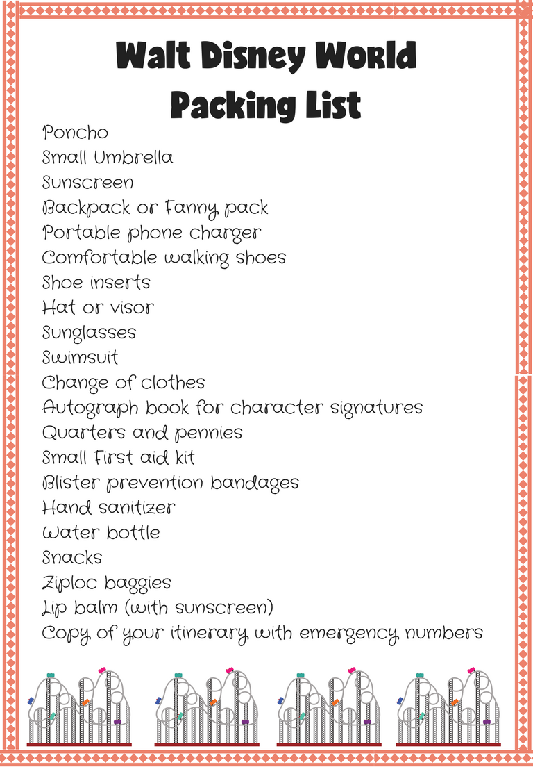 Disney World Packing List Printable