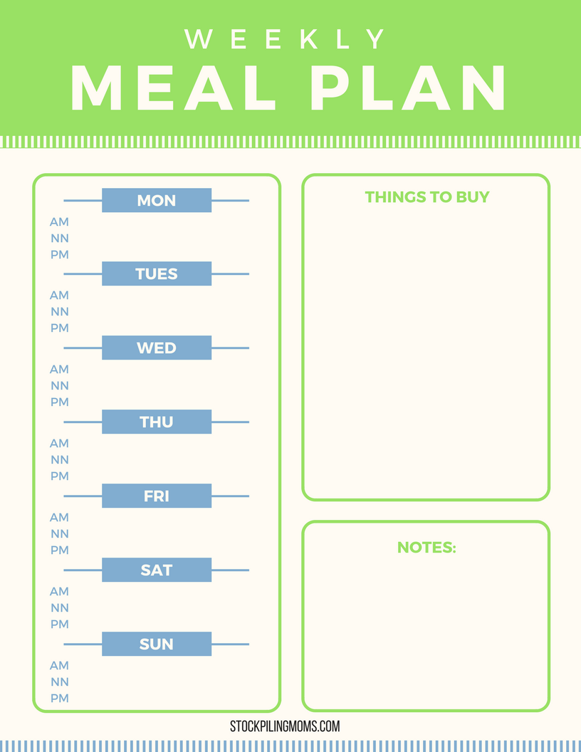 Free Menu Printable to help you with Meal Prep