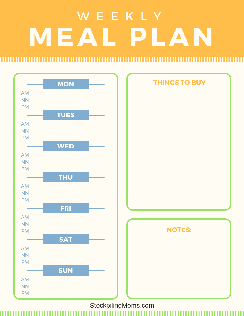 tips for using a weekly meal plan stockpiling moms