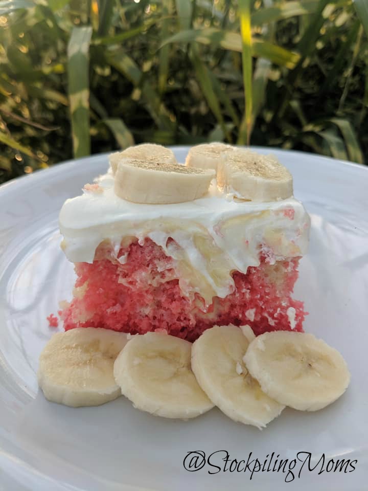 Strawberry Banana Vanilla Poke Cake