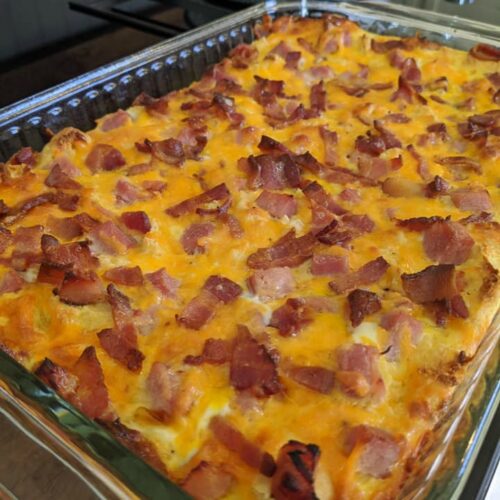 Ham, Bacon, Egg, and Cheese Breakfast Casserole