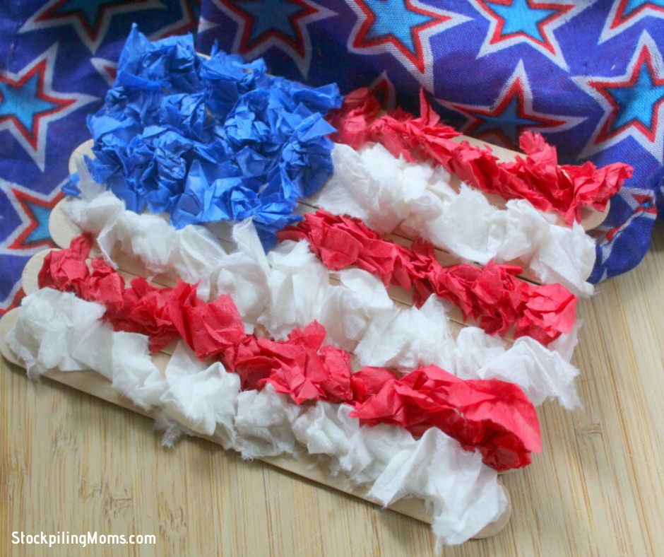 Tissue Paper Flag 4th of July Craft