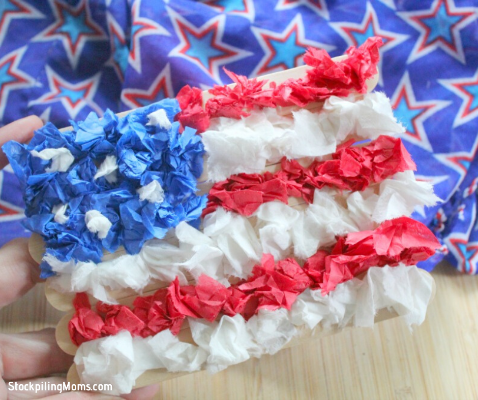 Tissue Paper Craft Stick Flag