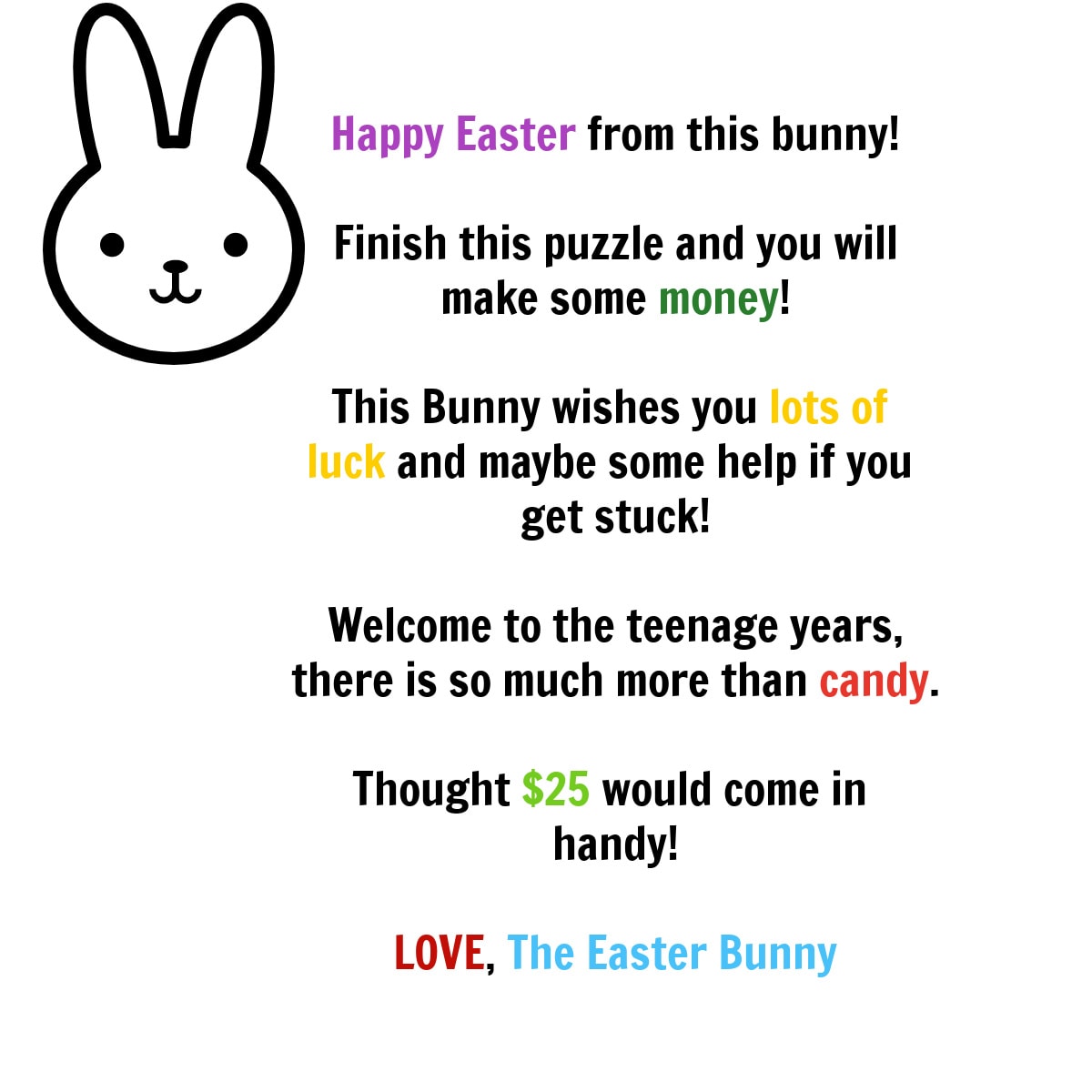 The Easter Money Puzzle for Teens