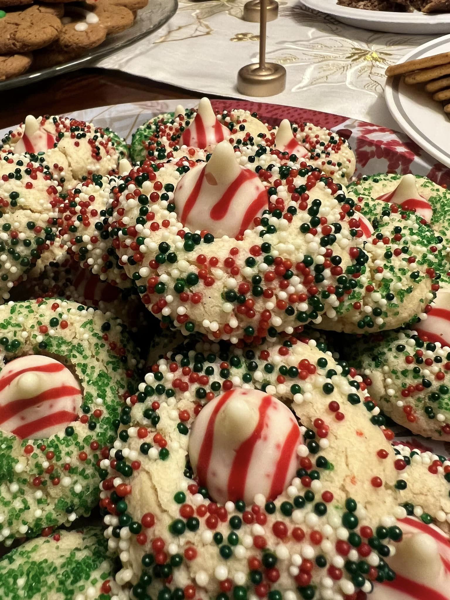 Candy Cane Kiss Cookies